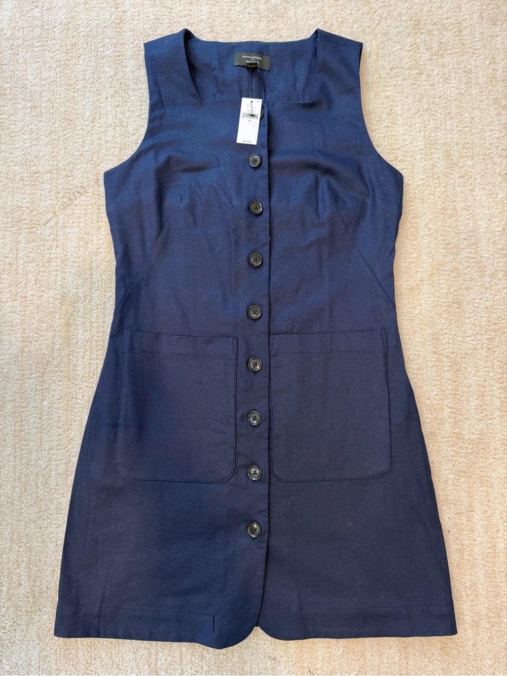 Banana Republic Dark Navy Sleeveless Button-Front Mini Dress